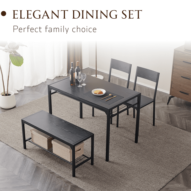 Ktaxon 4 Pcs Kitchen Dining Set, Compact Nesting Table with 2