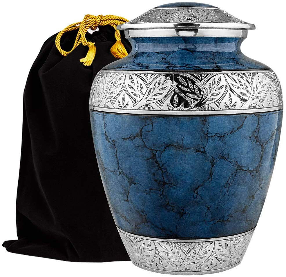 Heavenly Peace Dark Blue Large Adult Urns For Cremation Ashes In Home