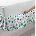 thumbnail image 2 of Summer Bed Skirt, Seasonal Pattern with Polka Dots and Exotic Plant Leaves Hawaiian Scene, Elastic Bedskirt Dust Ruffle Wrap Around for Bedding Decor, 4 Sizes, Pale Pink Green White, by Ambesonne, 2 of 2
