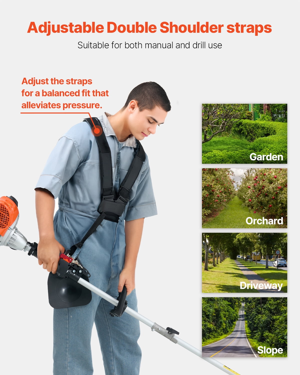 KFFKFF Gas-Powered String Trimmer, 25.2CC 2-Stroke Engine, Cordless Grass Cutter with 16.9" Cutting Width, Multi-Purpose Lawn Edger Featuring Shoulder Strap & 3T Blade for Efficient Grass Maintenance