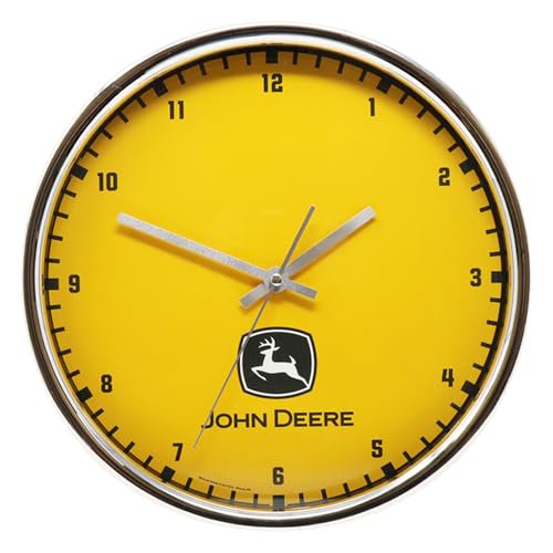 WinCraft John Deere Chrome Wall Clock, Industrial (Yellow)