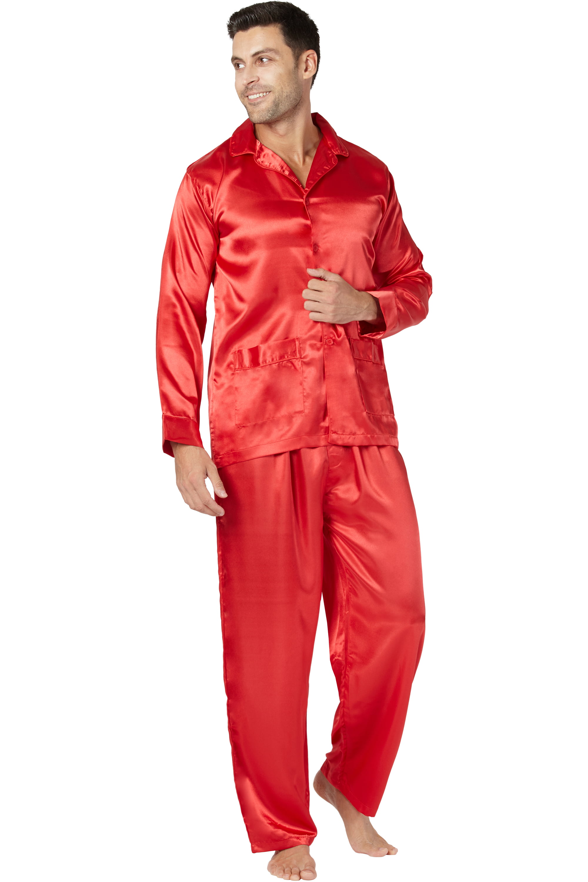 Tall Satin Pajamas, Red, XX-Large ...