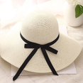 thumbnail image 2 of Nuevo Sombrero de paja de ala ancha de verano plegable para el sol de playa flexible para mujer, 2 of 5
