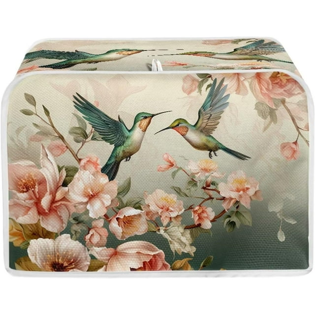UNICEU Hummingbird Floral Print Toaster Covers 4 Slice Bread Maker Dust Cover Kitchen Small Appliance Dust Protector