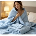 thumbnail image 3 of YFGEFTR Muslin Blanket, 51.2" x 59.1" Breathable and Lightweight Throw Blanket for Bed and Couch, Gauze Blanket for Adults All Season(Light Blue), 3 of 5