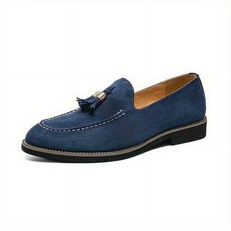 KINODAY Solid Colour Trendy Slip On Tassel Loafer Shoes Comfy Non Slip Durable Rubber Sole Formal Shoes Mens Footwear