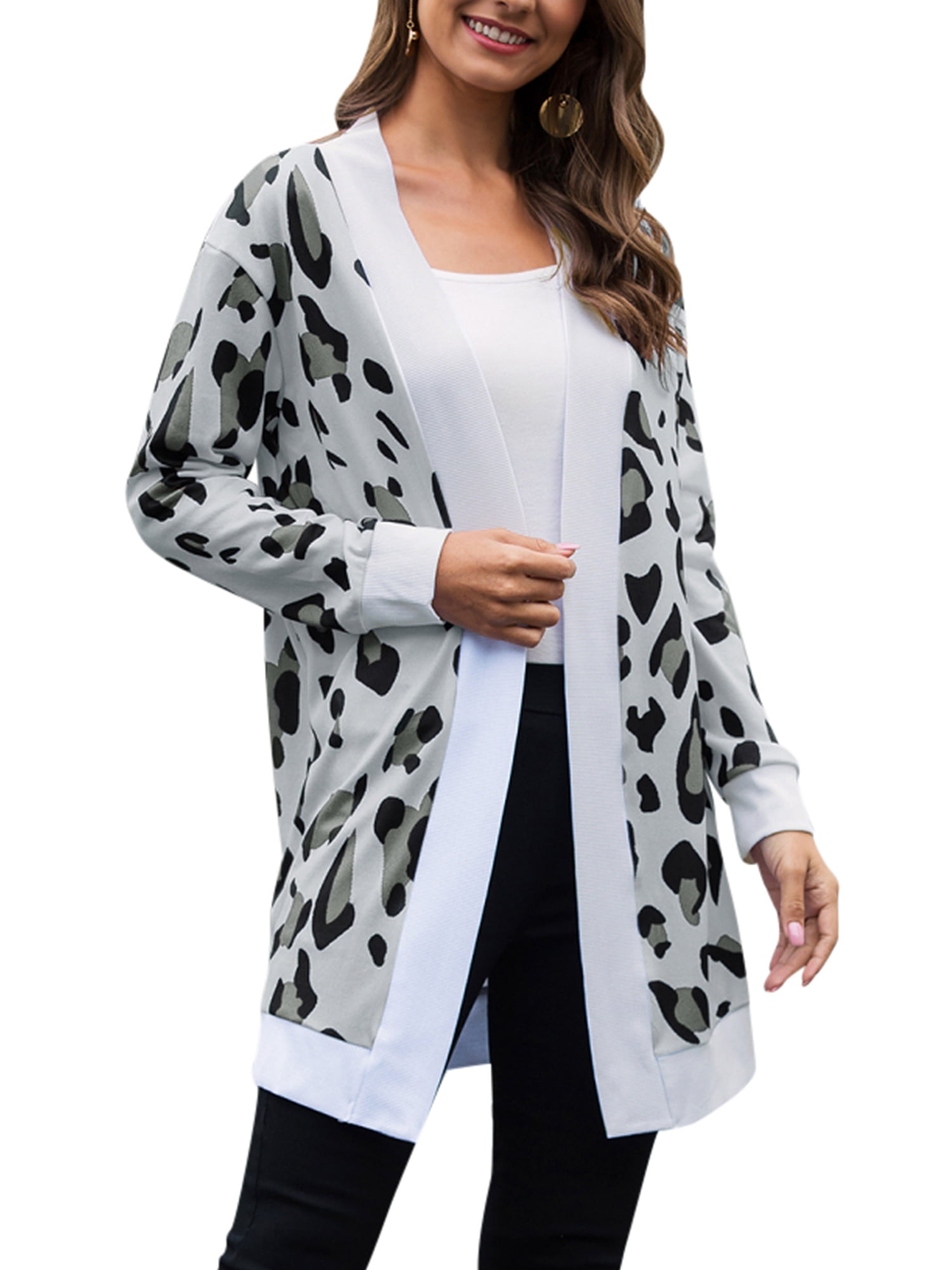leopard print cardigan sweater womens