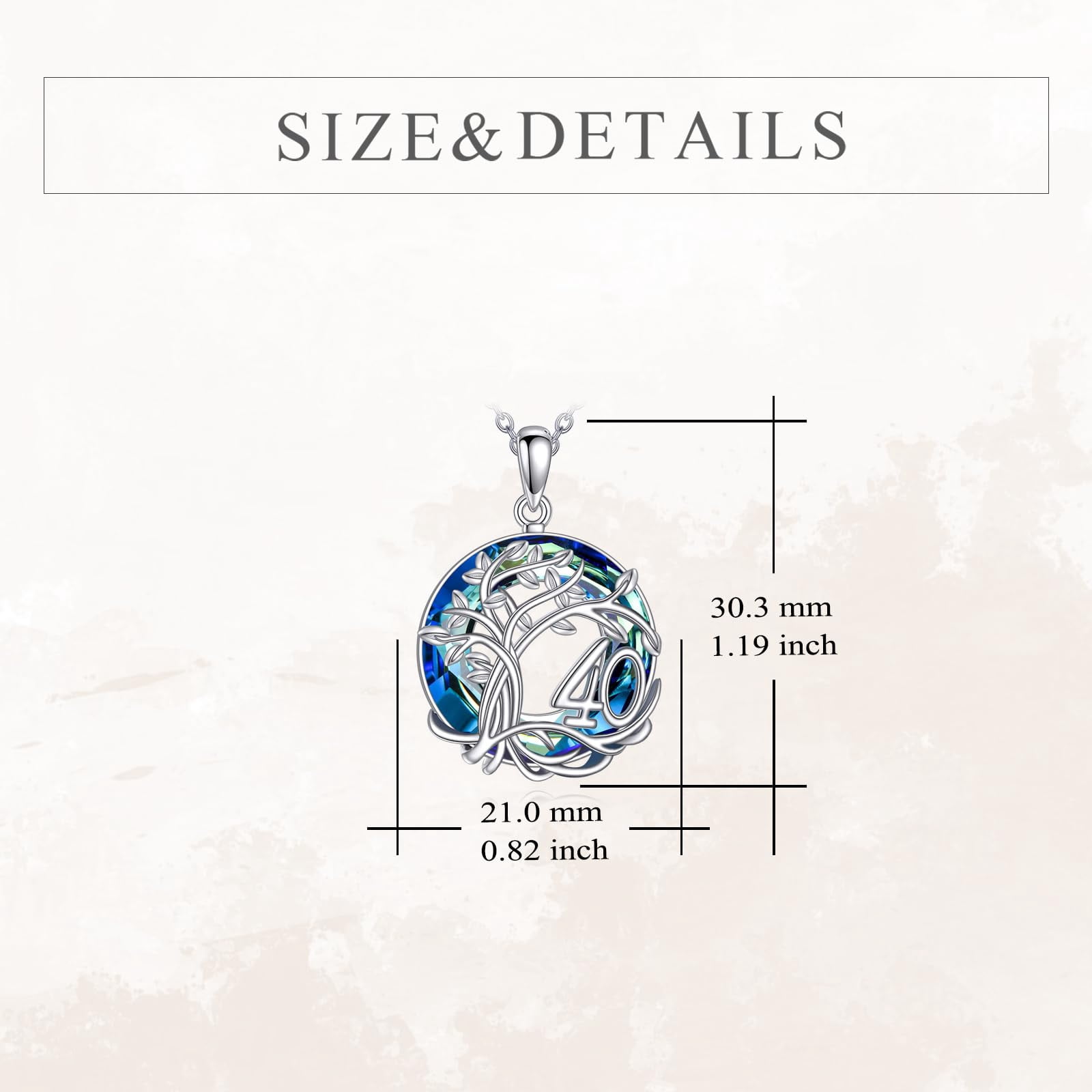 YAFEINI 40th Birthday Gifts for Women 925 Sterling Silver Tree of Life Necklace Circle Crystal Jewelry for Her Wife Mom Mother