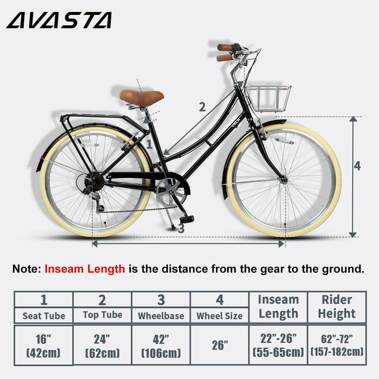 AVASTA 26 Inch Hybrid Bike, Lightweight Step-Through Hi-Ten Steel
