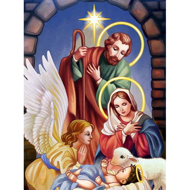 Religion Picture Rhinestones Embroidery Portrait FullRound New Arrival Mosaic Handmade Gift, 40*50cm, frame not included.,127-AB