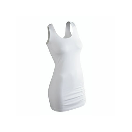 Women's Lysse Solid Color Support Long Tank Top Dress - White - 3X
