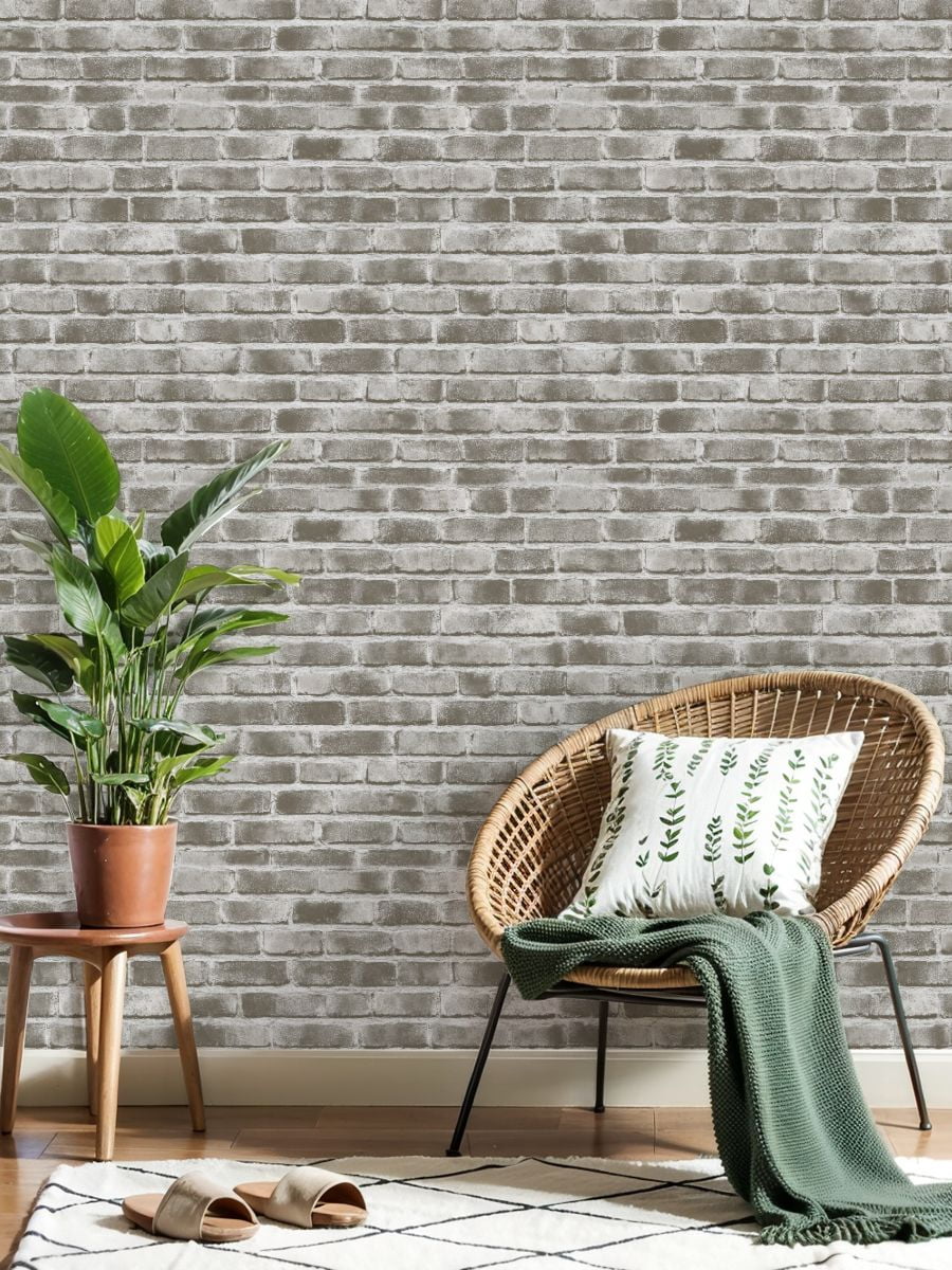 Peel and Stick Wallpaper Textured Gray Brick Wall Subtle Weathering Effect Wall Mural 23.6in x 9.8ft Self Adhesive Removable Wall Paper Renter Friendly Wallpaper for Nursery Bedroom Cabinets