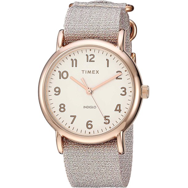 Timex Timex Women's Weekender Rose Gold Tone Brass/Metallic Fabric