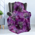 thumbnail image 4 of Skull Soft Flannel Fleece Blanket, Horror Movie Thirller Themed Flying Skull Heads Halloween in Outer Space Image, Cozy Plush for Indoor and Outdoor Use, 70" x 90", Black and Purple, by Ambesonne, 4 of 5