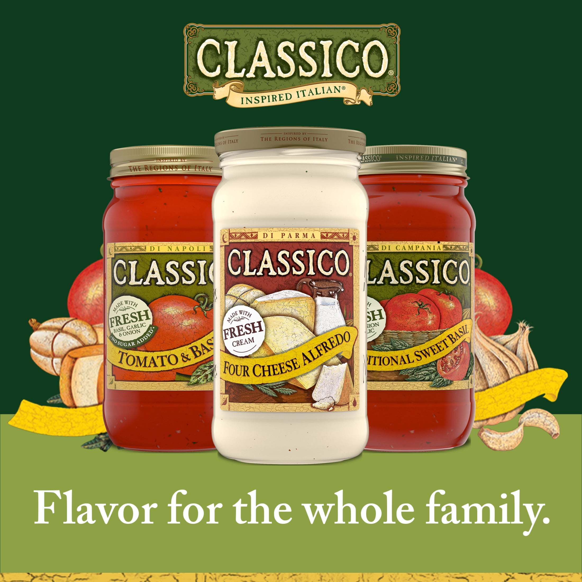 (12 pack) Classico Four Cheese Alfredo Pasta Sauce, 15 oz. Jar