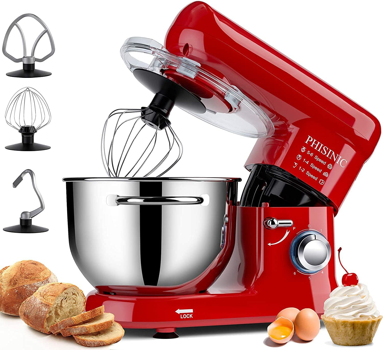 6 Speed Electric Stand Mixer Baking Machine Kitchen Dough Bread Cake Cooking 