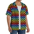 thumbnail image 2 of Goofa Rainbow Chequerboard Printed Men's Casual Short-sleeved Shirt,Lightweight Breathable Button-down,Summer Casual men's top,Versatile Fashion shirt-4X-Large, 2 of 7