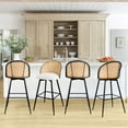 thumbnail image 3 of ANMINY Swivel Rattan Bar Stools, 29" Counter Height Set of 3, Upholstered Chairs Barstools with Full Back and Metal Legs Modern PU Fabric Seat for Kitchen Island, 3 of 11