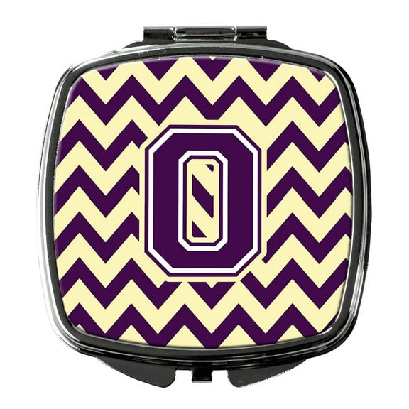 Letter O Chevron Purple and Gold Compact Mirror CJ1058-OSCM
