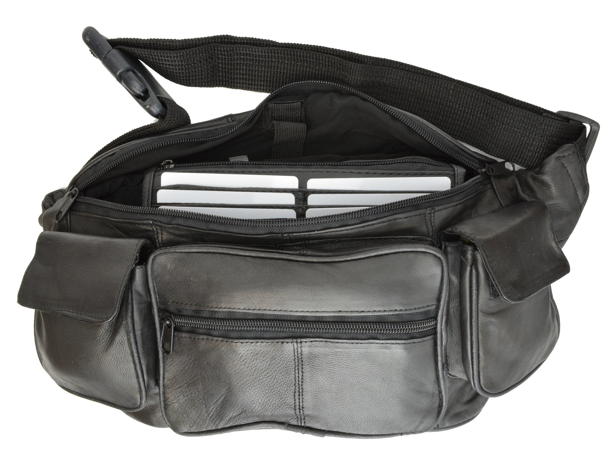 menswallet New Large Genuine Leather Waist Bag Fanny Pack with Two