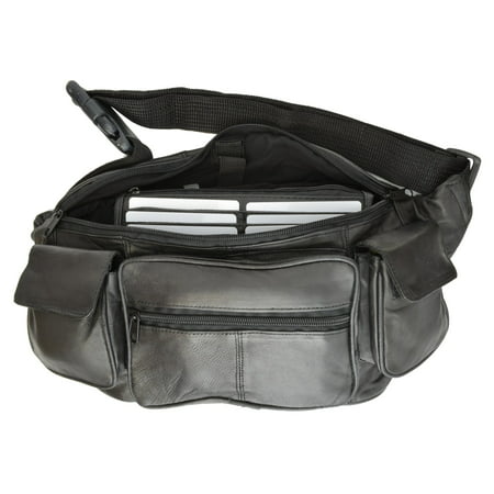 menswallet - New Large Genuine Leather Waist Bag Fanny Pack with Two Cell Phone Pockets and Six ...