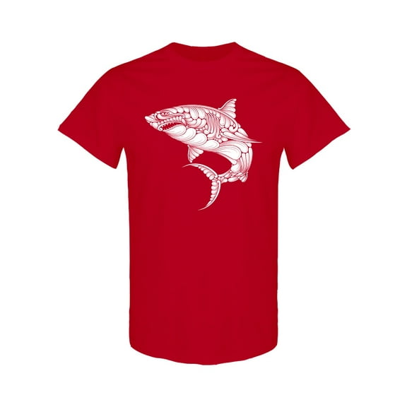 White Shark With Decoration T-Shirt Men -Image by Shutterstock, Male x-Large