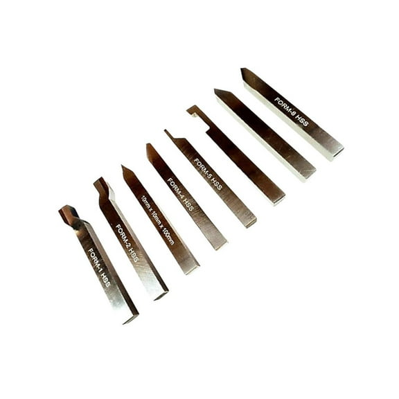 HSS Lathe Form Tools 10mm 8 Pcs Set Square Shank Lathe Pre Formed Tools