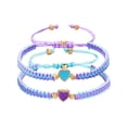 thumbnail image 2 of Ziurtnc 2Pcs/Set Couple Braided Bracelets Heart Decor Unisex Bracelet Adjustable Length Him Her Good Luck Bracelet Valentine Day Gift, 2 of 8