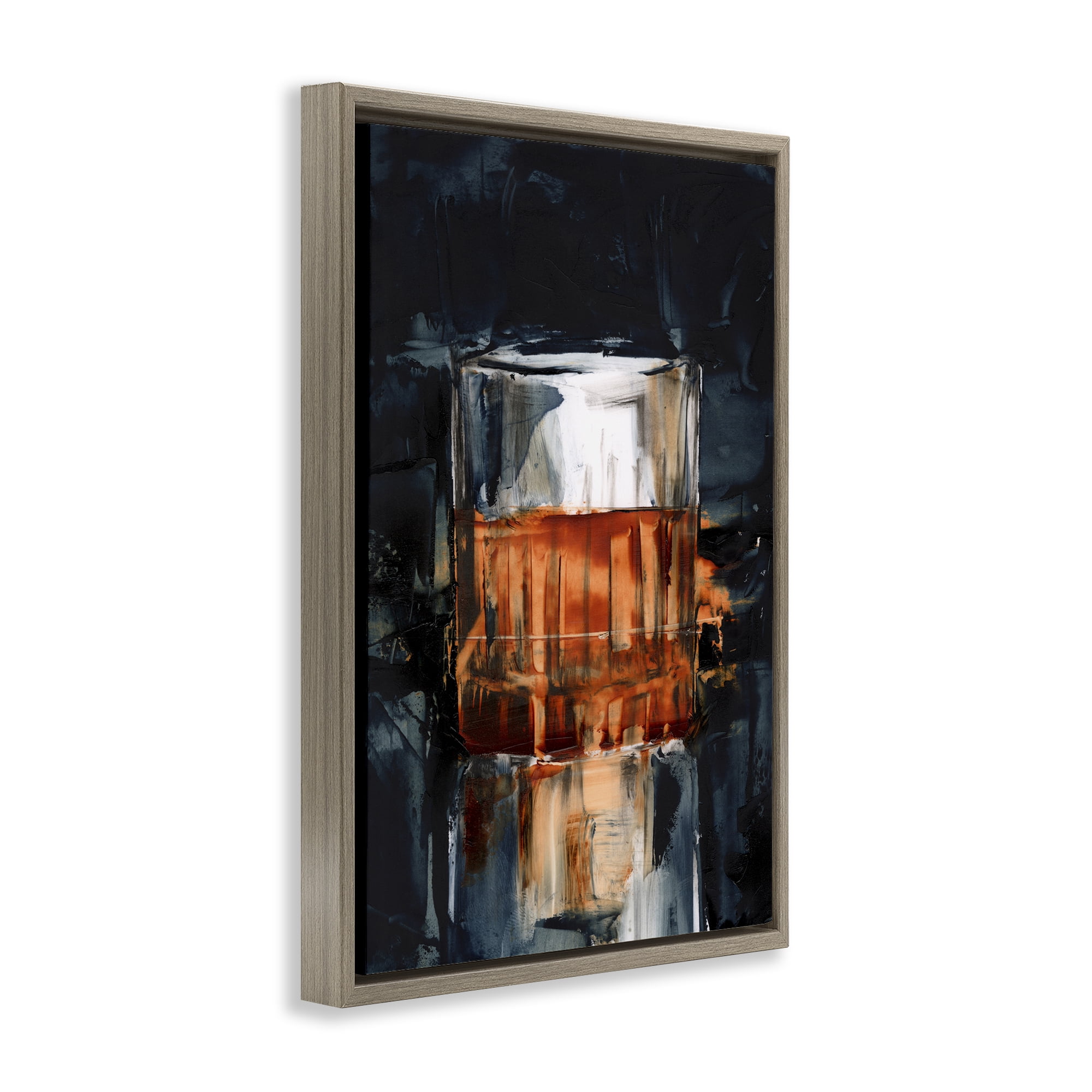 Stupell Industries Bourbon in Glass Food & Beverage Painting Brown Floater Framed Canvas Art Print Wall Art, 21 x 31