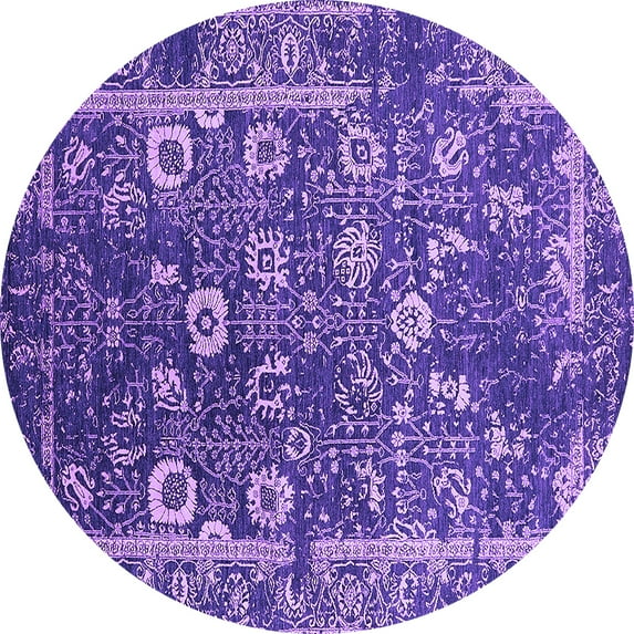 Ahgly Company Indoor Round Oriental Purple Industrial Area Rugs, 7' Round