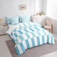 thumbnail image 3 of Castle Fairy Teenagers Geometric Lattice 7-Piece Twin Bedding Sets,Blue White Bedding Comforter Set,Colorful Rectangle Breathable Sheet Sets,Luxury Bedroom Decor, 3 of 8