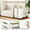 thumbnail image 4 of POWERSTONE 5 Drawers Chest Wood Storage Cabinets with Locking Wheels Filing Cabinet Under Desk Storage for Office Home, White, 4 of 14