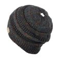 thumbnail image 2 of C.C BeanieTail Cotton Blend All Season Daily Messy High Bun Ponytail Beanie Hat, Confetti Dark Melange Gray, 2 of 3