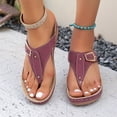 thumbnail image 3 of Ladies Summer Retro Colour Blocking Slippers Rubber Sole Slope Heel Thick Bottom Open Toe Large Size Sandals for Women, 3 of 3