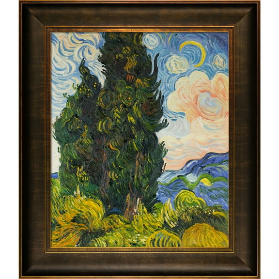 Two Cypresses with Veine D'Or Bronze Scoop Frame