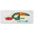 thumbnail image 1 of Hello Kitchen Mat, Tropical Hello from Hawaiian Island Ramphastidae Toucan Bird with Hibiscus Flower, Plush Decorative Kitchen Mat with Non Slip Backing, 47" X 19", Multicolor, by Ambesonne, 1 of 1