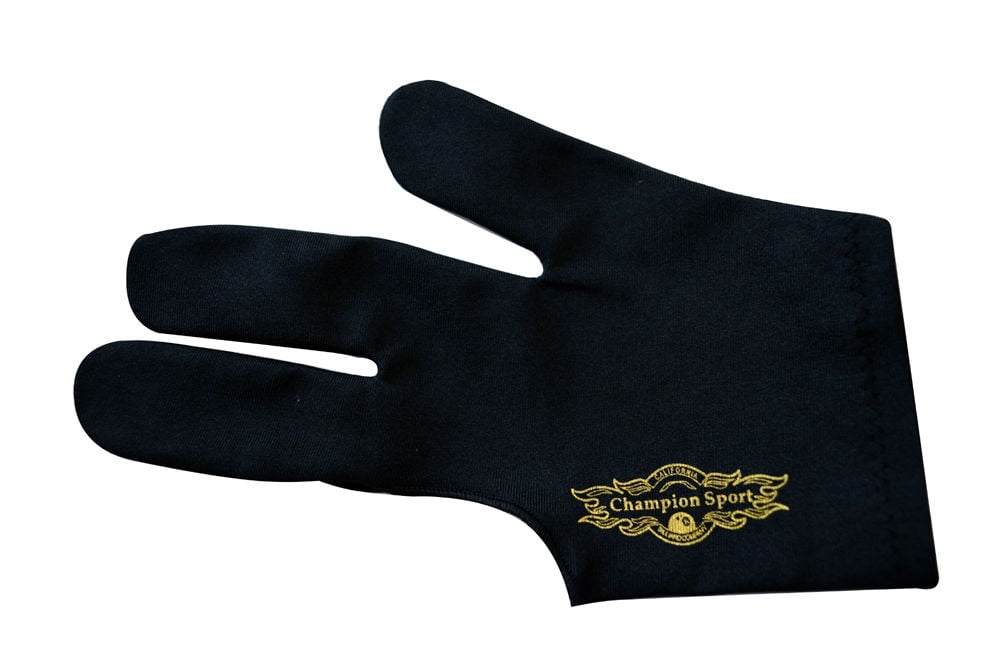 Black Left handed Champion Sport Billiards Glove For Pool Cue Sticks by