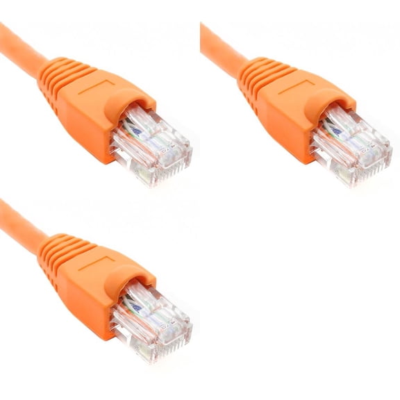 Ultra Spec Cables Pack of 3 - Orange 1FT Cat6 Ethernet Network Cable LAN Internet Patch Cord RJ45 Gigabit