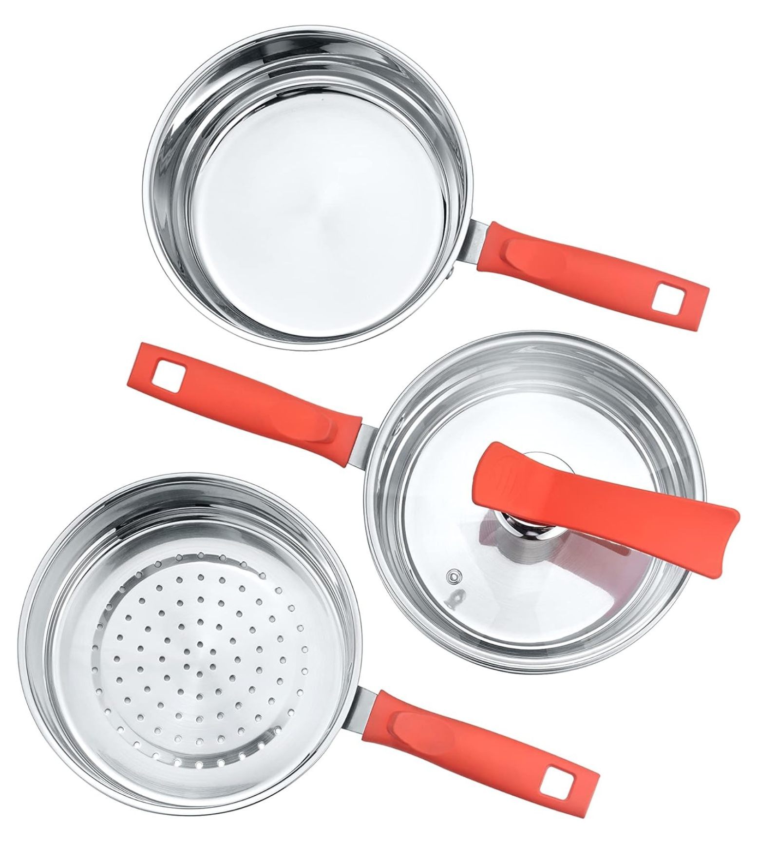 DaiZuY 3 Quart Premium Double Boiler - Stainless Steel Multi Pot Steamer Cookware 2 Tiers (Induction Compatible)