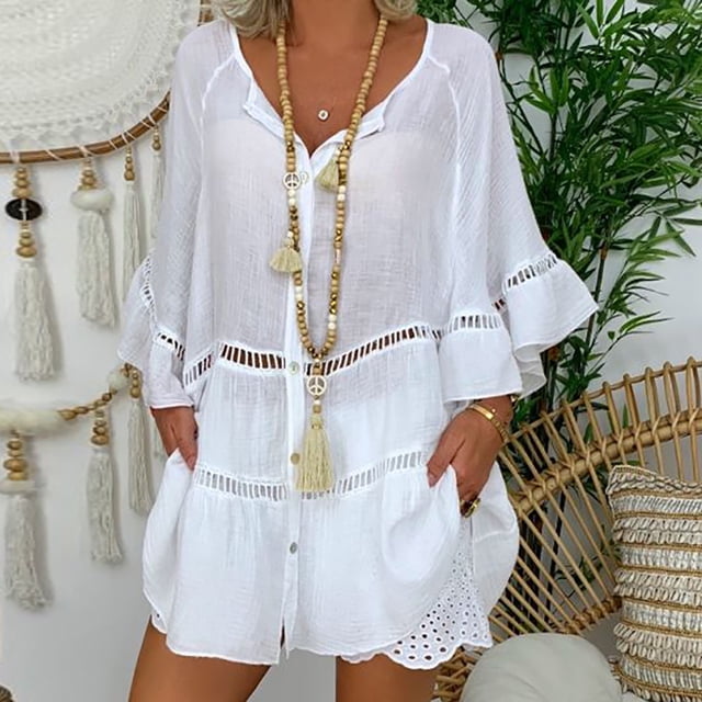 Hauts d'Été Grande Taille pour Femmes, Manches Courtes, Col en V, Pull-Over, T-Shirt en Solde
