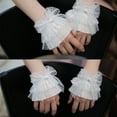 thumbnail image 3 of Sequins Wrist Cuffs Detachable Elegant Wristband Flared Tulle Ruffled False Bowknot Cuffs Sweater Wristband, 3 of 15