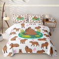 thumbnail image 2 of Erosebridal Funny Capybara Quilt King,Cartoon Ribbon Bows King Coverlet Set For Girls Kids,3 Pieces, 2 of 7