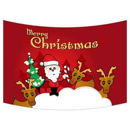 Claus Tapestry - ZKGK Merry Christmas Santa Claus Tapestry Wall Hanging Wall Decor Art for Living Room Bedroom Dorm Cotton Linen Decoration 90x60 Inches