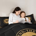 thumbnail image 5 of Manfei Initial M Letter Bedding Comforter Set, Black Gold Aztec Geometric Twin Comforter Sets, Vintage Western Style Reversible Bedding Set, Super Cozy Room Decor, 2-Piece, 5 of 8