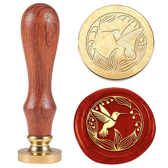 1pc Birds Wax Sealing Stamp Vintage Bird with Lily of the Valley Wax Seal Stamp Gift for Christmas 25mm Removable Brass Head Stamp with Wooden Handle for Envelope Invitation Card Decoration