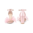 thumbnail image 4 of BLISSFUL STEP Women's Heels Bow Block Heel Ankle Strap Open Toe Sandals Pink 8, 4 of 5