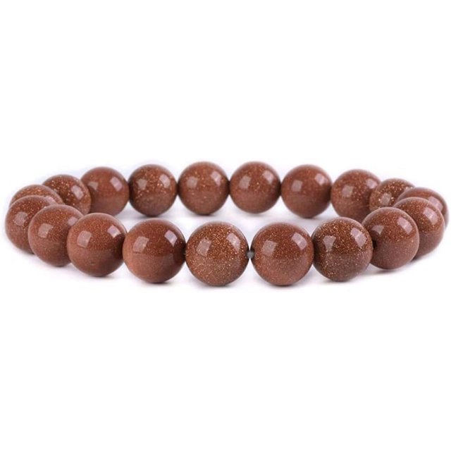 Angelstones Bracelet Extensible en Perles Rondes 10mm Synthétique Goldstone 7 Pouces Unisexe