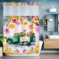 thumbnail image 6 of Spring Floral No Hooks Shower Curtain with Snap-in Liner Oil Painting Flowers Watercolor Farmhouse Blue Truck Shower Curtains for Bathroom, Waterproof, Easy Install, Washable 48"x72", 6 of 9