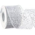 thumbnail image 1 of Ribbli Cinta con cable con purpurina de copo de nieve, cinta transparente de organza de oro rosa con patrón de copo de nieve con purpurina dorada y borde metálico iridiscente, cinta navideña de 2-1/2, 1 of 4