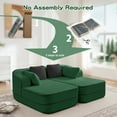 thumbnail image 7 of 77.2" Teddy Fabric 32D Boneless Sofa,Modular Sectional Sofa with Curved Armrest,Contrast Color Design with Pillow,Fluffy Comfy Couch with L Shaped Chaise,for Living Room,No Assembly Required,Green, 7 of 7